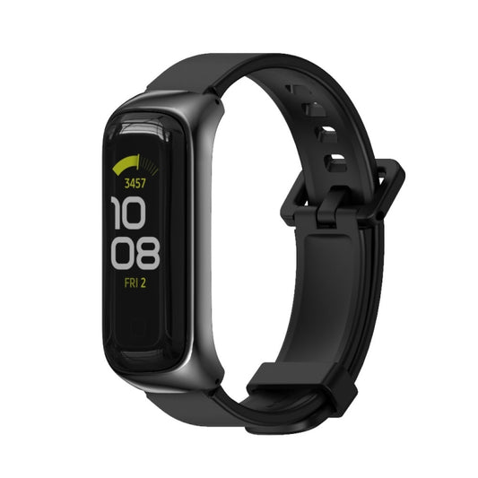 For Samsung Galaxy Fit 2 MIJOBS Metal Case Silicone Watch Band(Black) - Watch Bands by MIJOBS | Online Shopping South Africa | PMC Jewellery | Buy Now Pay Later Mobicred