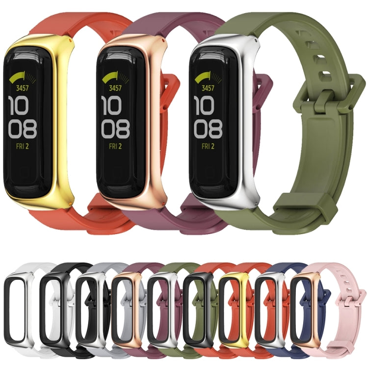 For Samsung Galaxy Fit 2 MIJOBS Metal Case Silicone Watch Band(Orange Black) - Watch Bands by MIJOBS | Online Shopping South Africa | PMC TechLife | Buy Now Pay Later Mobicred