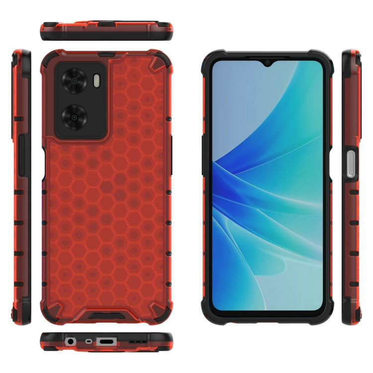 For OPPO A57 4G Global Honeycomb Phone Case(Red) - OPPO Cases by PMC TechLife | Online Shopping South Africa | PMC TechLife | Buy Now Pay Later Mobicred