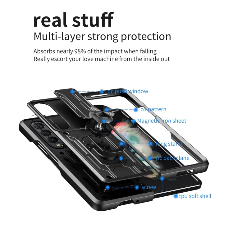 For Samsung Galaxy Z Fold4 Sliding Camshield Card Phone Case(White) - Galaxy Z Fold4 5G Cases by PMC TechLife | Online Shopping South Africa | PMC TechLife | Buy Now Pay Later Mobicred