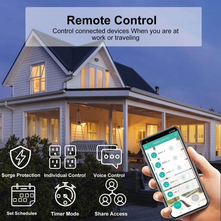 WiFi 10A SM-SO301-B 4 Holes + 4 USB Multi-purpose Smart Power Strip, Brazil Plug - Smart Socket by PMC TechLife | Online Shopping South Africa | PMC TechLife