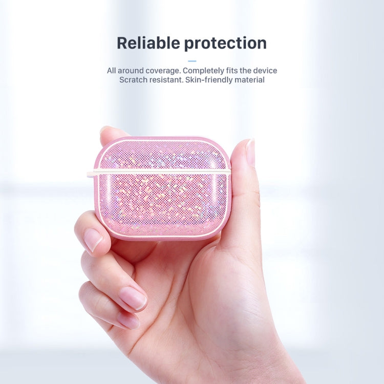 NIILLKIN Anti-fall PU + TPU Shining Protection Glitter Case for AirPods Pro(Pink) - For AirPods Pro by NILLKIN | Online Shopping South Africa | PMC Jewellery