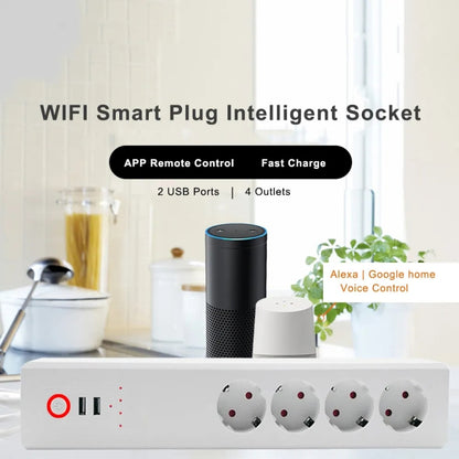 ZigBee 16A SM-SO306-E 4 Holes + 2 USB Multi-purpose Smart Power Strip, EU Plug - Smart Socket by PMC Jewellery | Online Shopping South Africa | PMC Jewellery