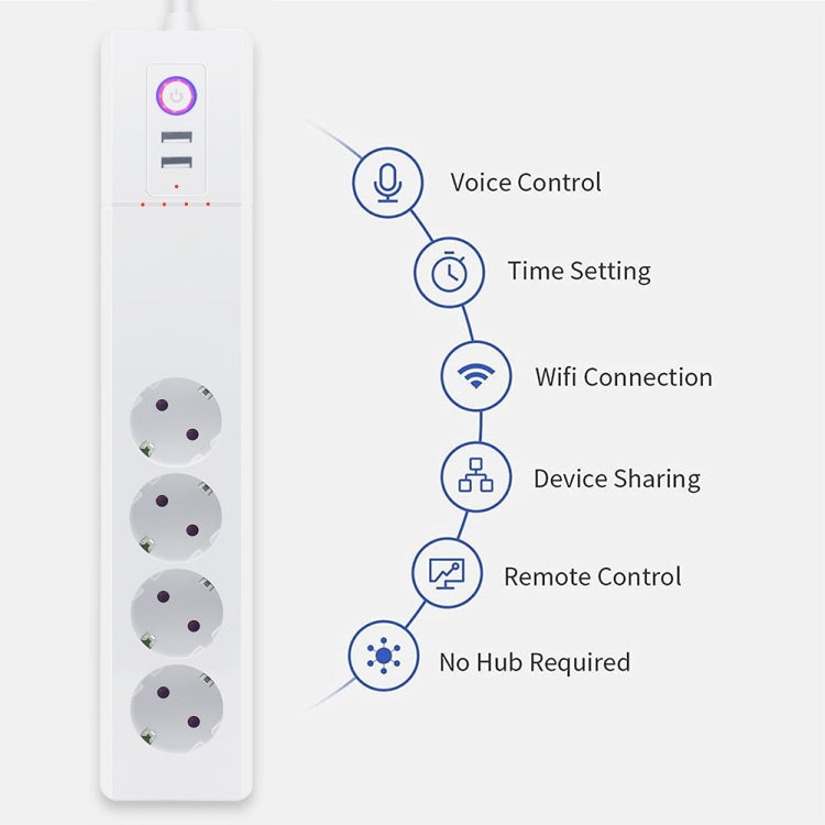 WiFi 16A SM-SO306-E 4 Holes + 2 USB Multi-purpose Smart Power Strip, EU Plug - Smart Socket by PMC Jewellery | Online Shopping South Africa | PMC Jewellery