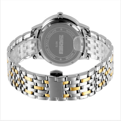 SKMEI 9272 Stainless Steel Buckle Strap Waterproof Quartz Watch Man(Silver Shell Black Surface) - Alloy Watches by SKMEI | Online Shopping South Africa | PMC Jewellery | Buy Now Pay Later Mobicred