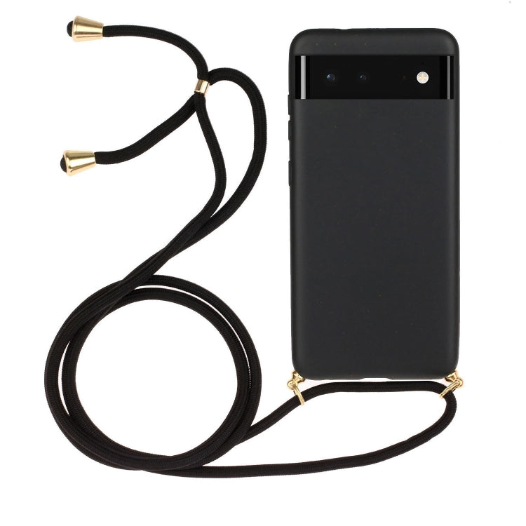 For Google Pixel 6 Wheat Straw Material + TPU Protective Case with Lanyard(Black) - Google Cases by PMC TechLife | Online Shopping South Africa | PMC TechLife