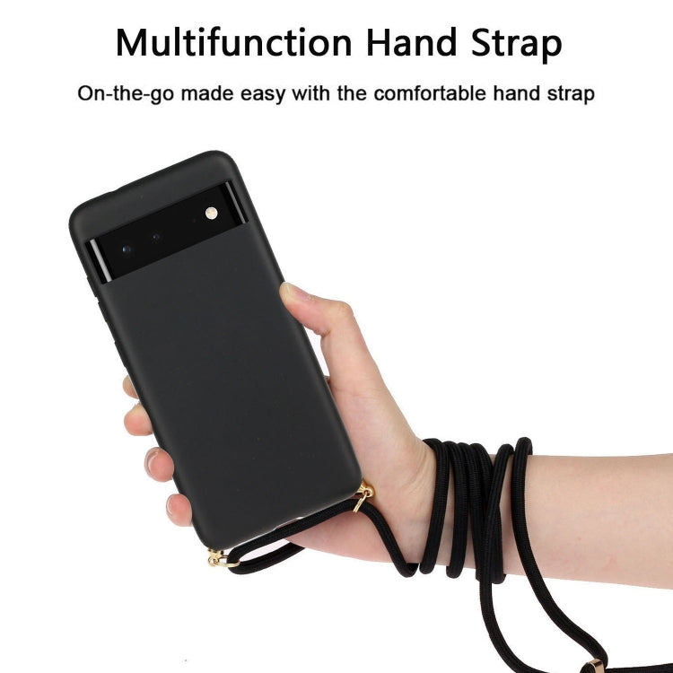 For Google Pixel 6 Wheat Straw Material + TPU Protective Case with Lanyard(Black) - Google Cases by PMC TechLife | Online Shopping South Africa | PMC TechLife