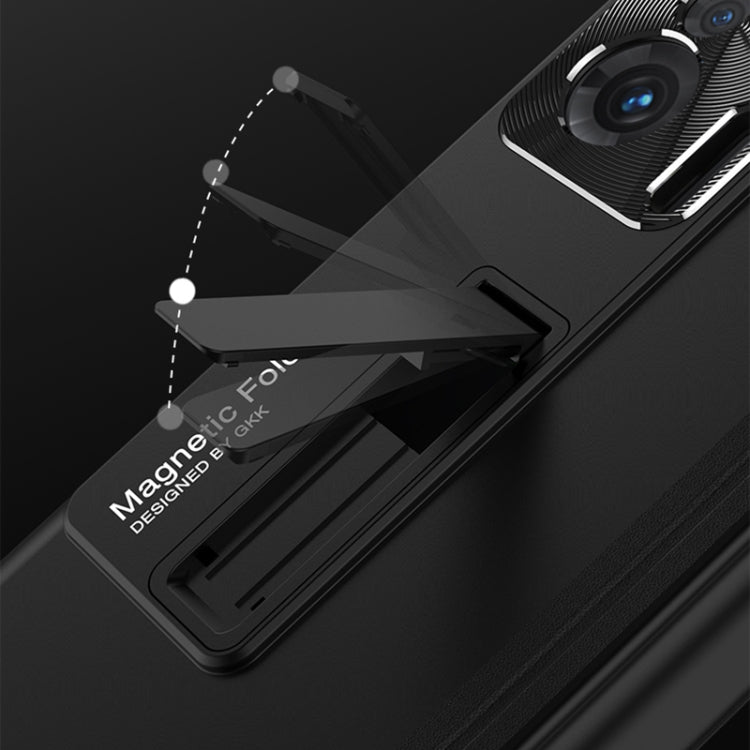 For Honor Magic V GKK Magnetic Hinge Flip Phone Case with Holder(Black) - Honor Cases by GKK | Online Shopping South Africa | PMC Jewellery