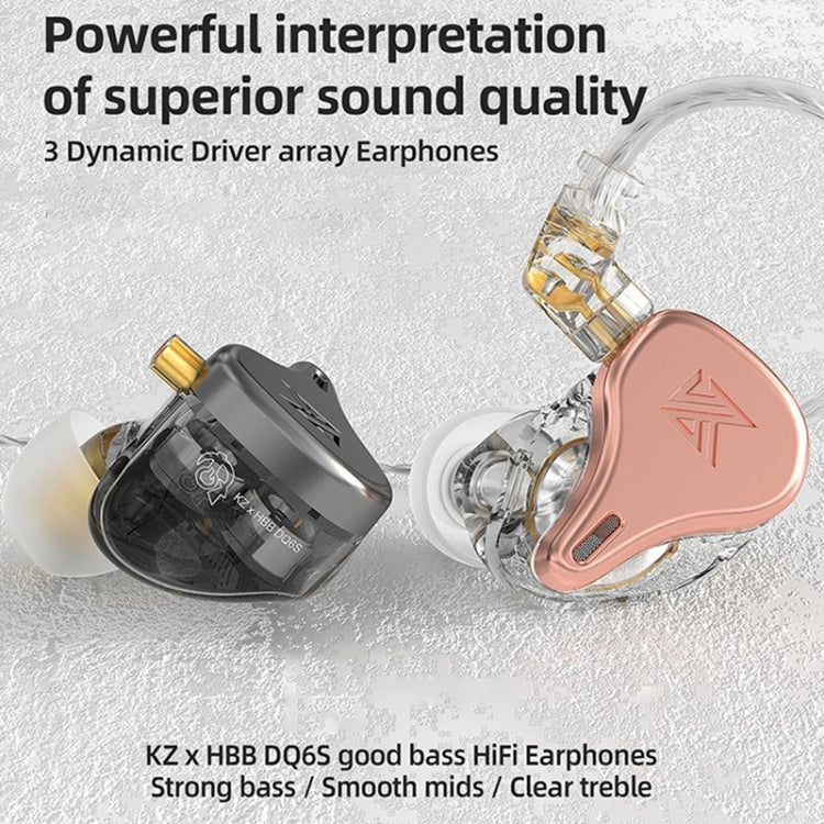 KZ-DQ6S 1.2m Three-Unit Dynamic Subwoofer In-Ear Headphones, Style:Without Microphone(Black) - free shipping - PMC TechLife - Order now!