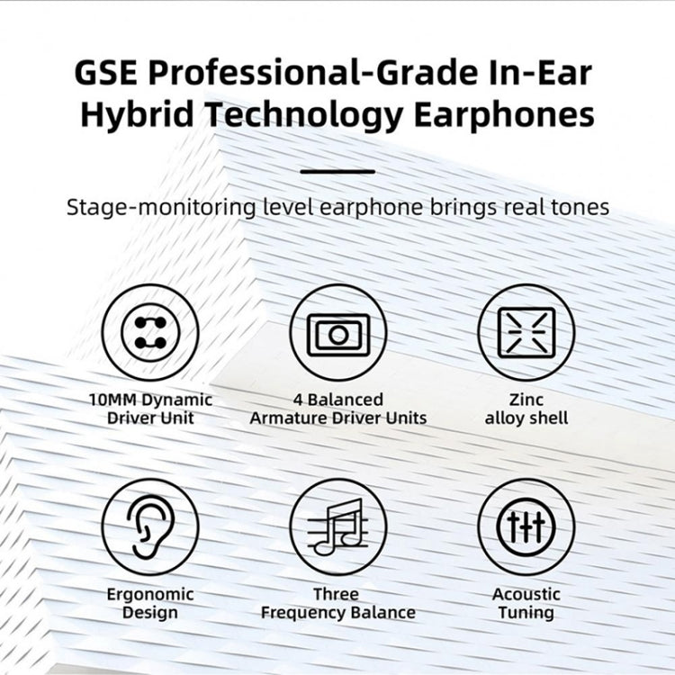 GK GSE Ten-Unit Coil Iron Subwoofer HIFI In-Ear Headphones(Without Microphone) - In Ear Wired Earphone by PMC TechLife | Online Shopping South Africa | PMC TechLife