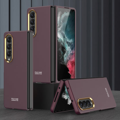 For Samsung Galaxy Z Fold4 GKK Ultra-thin Electroplating Lens Frame Phone Case(Brown) - Galaxy Z Fold4 5G Cases by GKK | Online Shopping South Africa | PMC Jewellery