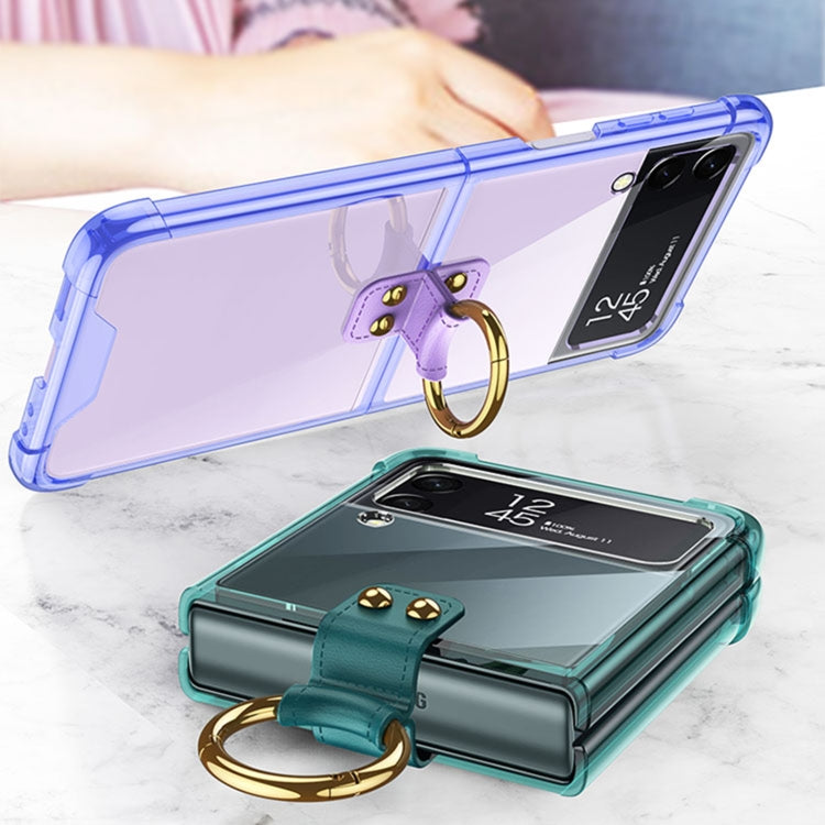 For Samsung Galaxy Z Flip4 GKK Airbag Protective Phone Case with Ring(Green) - Galaxy Z Flip4 5G Cases by GKK | Online Shopping South Africa | PMC TechLife
