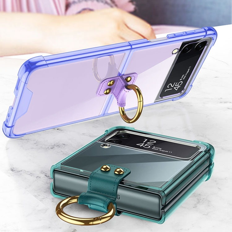 For Samsung Galaxy Z Flip4 GKK Airbag Protective Phone Case with Ring(Green) - Galaxy Z Flip4 5G Cases by GKK | Online Shopping South Africa | PMC Jewellery