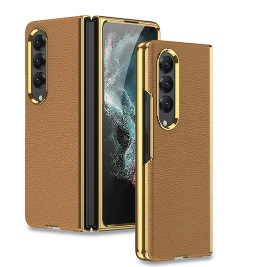 For Samsung Galaxy Z Fold4 GKK Electroplating Leather Surface Phone Case(Gold Coffee) - Galaxy Z Fold4 5G Cases by GKK | Online Shopping South Africa | PMC Jewellery