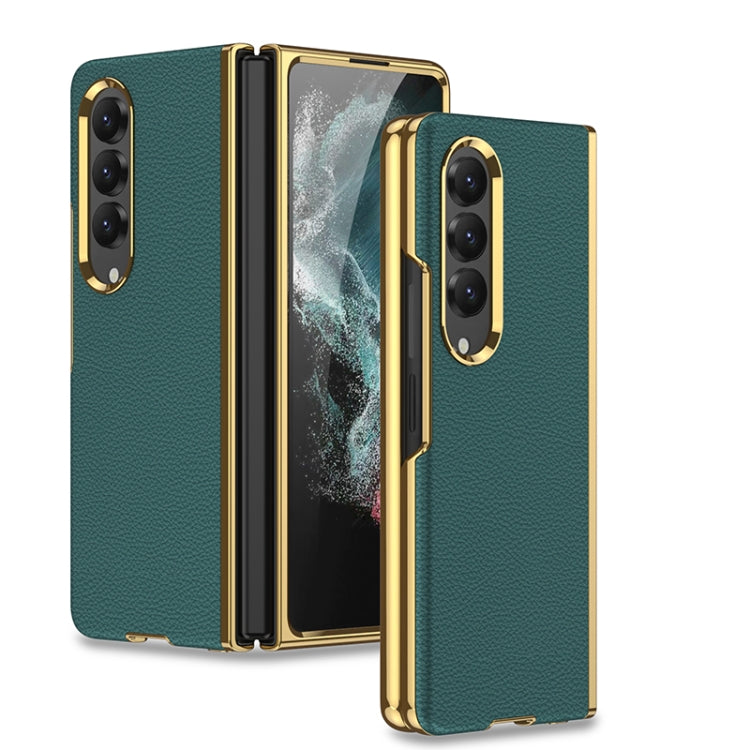 For Samsung Galaxy Z Fold4 GKK Electroplating Leather Surface Phone Case(Gold Green) - Galaxy Z Fold4 5G Cases by GKK | Online Shopping South Africa | PMC Jewellery