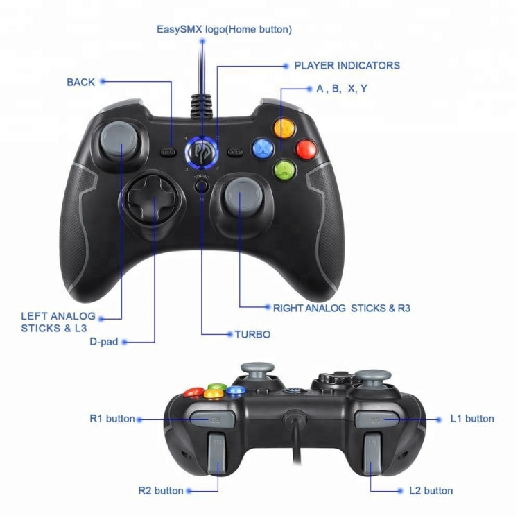 EasySMX ESM-9100 Wired Game Controller for PC / Android / PS3(Grey) - Gamepads by PMC Jewellery | Online Shopping South Africa | PMC Jewellery