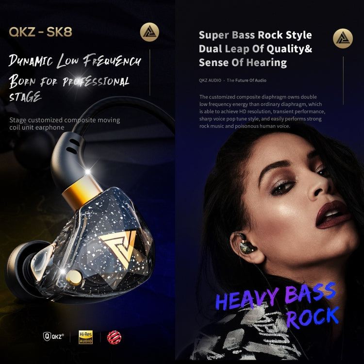 QKZ SK8 3.5mm Sports In-ear Dynamic HIFI Monitor Earphone with Mic(Black) - In Ear Wired Earphone by QKZ | Online Shopping South Africa | PMC Jewellery