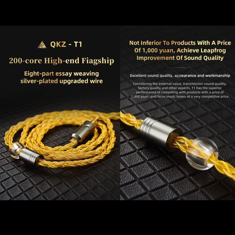 QKZ T1 8 Core TC Silver Plated 3.5mm 0.75mm 2PIN HIFI Earphone Update Cable(Yellow) - Cable & Splitter by QKZ | Online Shopping South Africa | PMC Jewellery | Buy Now Pay Later Mobicred