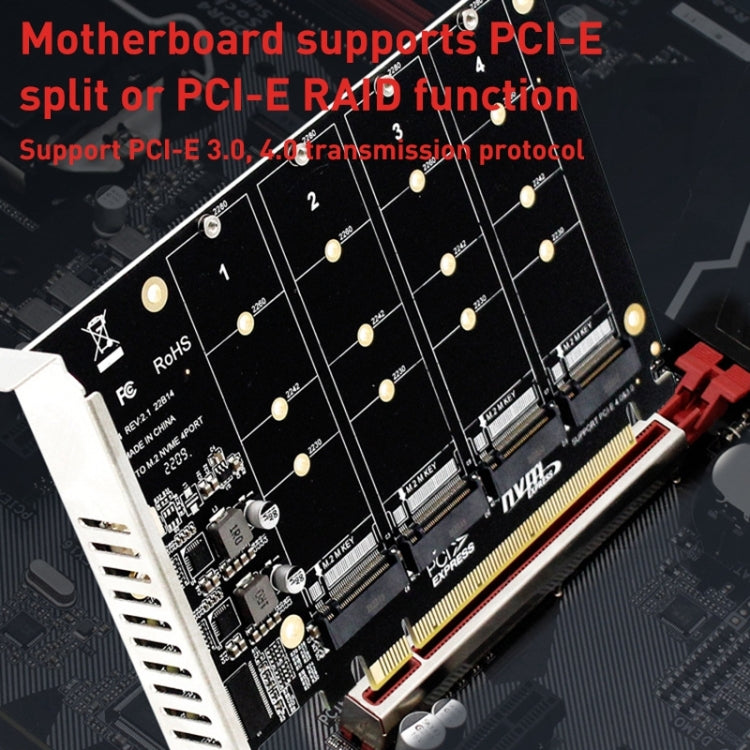 PH44 NVME 4 Disk Array Card PCI-E Signal Split Array Card - Card Adapter by PMC Jewellery | Online Shopping South Africa | PMC Jewellery