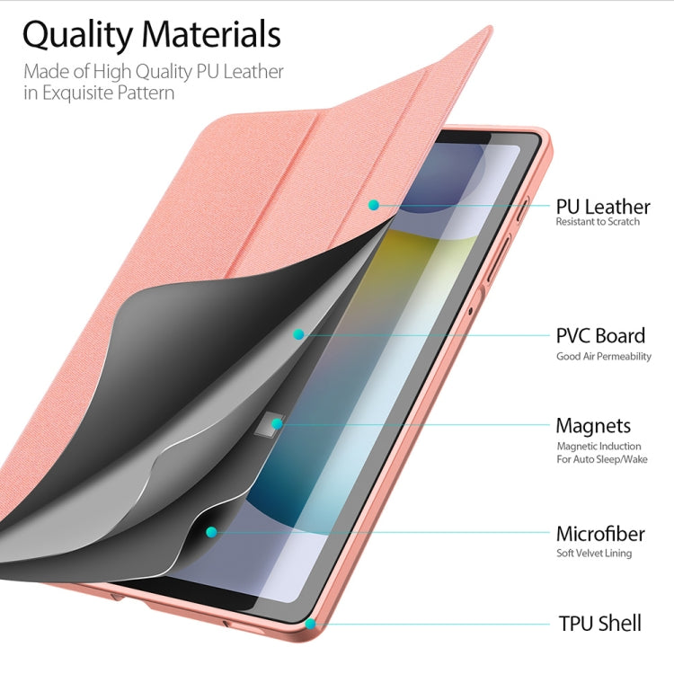 For Galaxy Tab S6 Lite 10.4 inch / S6 Lite 2024 DUX DUCIS Domo Series Horizontal Flip Magnetic PU Leather Case with Three-folding Holder & Pen Slot & Sleep / Wake-up Function(Pink) - Tab S6 Lite P610 / P615 by DUX DUCIS | Online Shopping South Africa | PMC Jewellery | Buy Now Pay Later Mobicred