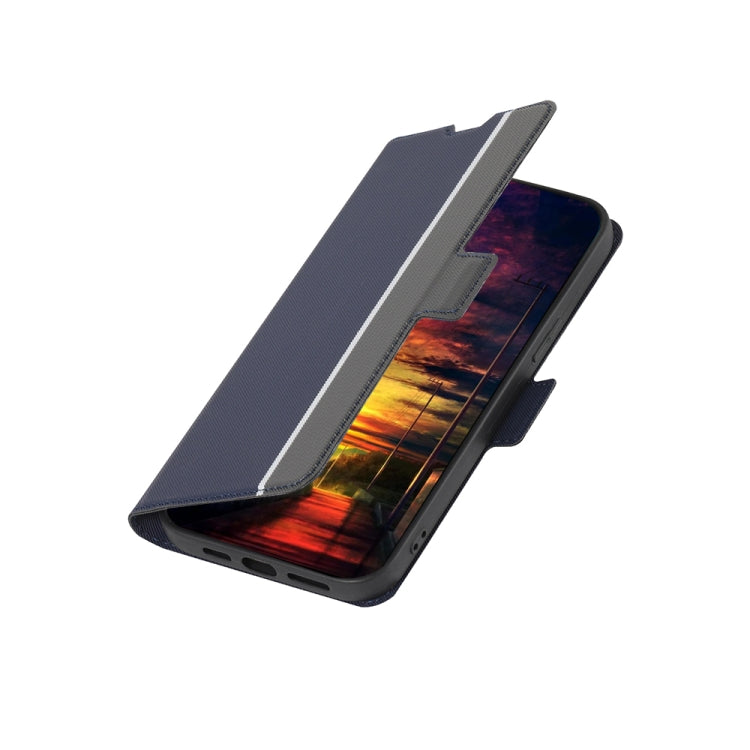 For OPPO Reno 8 Pro 5G Twill Texture Side Button Leather Phone Case(Blue) - OPPO Cases by PMC TechLife | Online Shopping South Africa | PMC TechLife | Buy Now Pay Later Mobicred