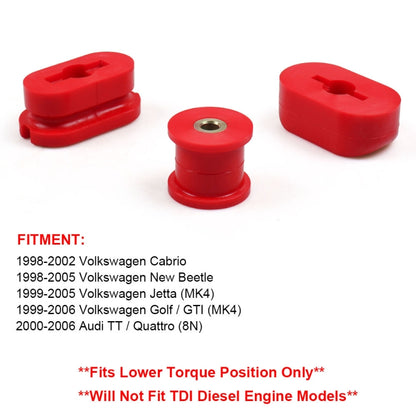 Car Modified Front Lower Dogbone Engine Mount Bracket Polyurethane Bushings for Volkswagen Jetta / Golf GTI Mk4(Red) - Engine Fittings by PMC Jewellery | Online Shopping South Africa | PMC Jewellery