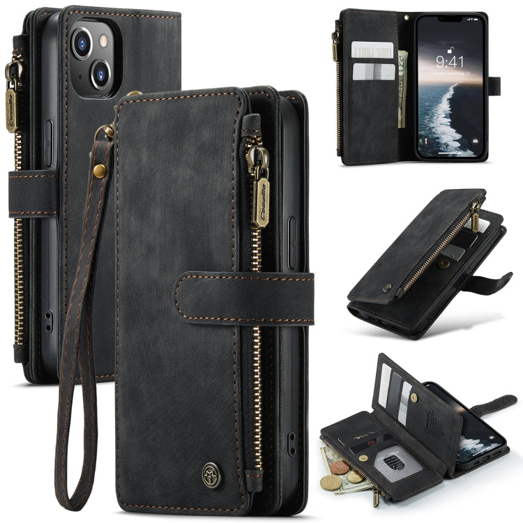 For iPhone 14 CaseMe C30 Multifunctional Phone Leather Case (Black) - iPhone 14 Cases by CaseMe | Online Shopping South Africa | PMC Jewellery | Buy Now Pay Later Mobicred