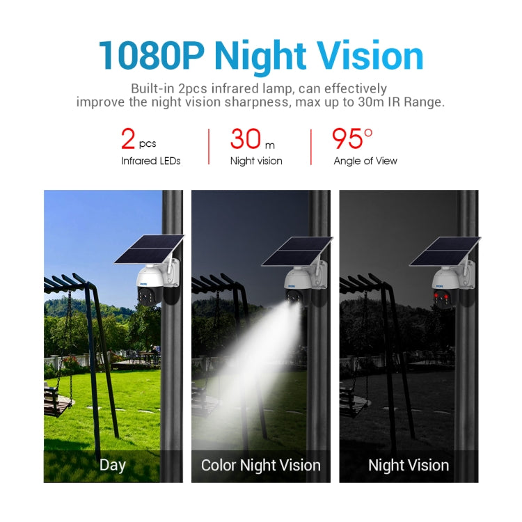 ESCAM QF624 3MP HD IP66 Waterproof WiFi Solar Panel PT IP Camera without Battery - free shipping - PMC TechLife - Order now!