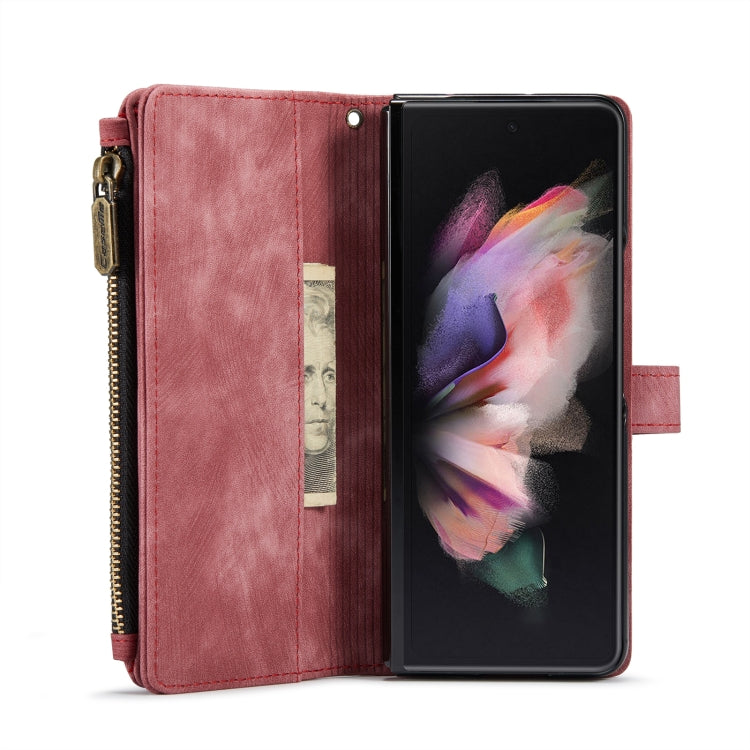 For Samsung Galaxy Z Fold4 5G CaseMe C30 Multifunctional Card Slots Zipper Phone Leather Phone Case(Red) - free shipping - PMC TechLife - Order now!