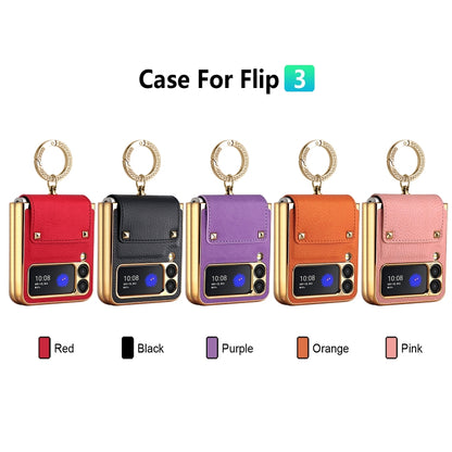 For Samsung Galaxy Z Flip3 5G GKK Colorful PU Phone Case with Ring Holder(Purple) - Galaxy Phone Cases by GKK | Online Shopping South Africa | PMC Jewellery