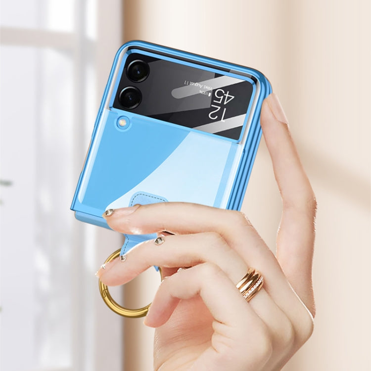 For Samsung Galaxy Z Flip4 GKK Integrated Electroplating Phone Case with Ring(Blue) - free shipping - PMC TechLife - Order now!