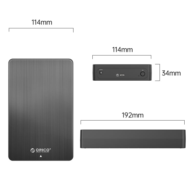 ORICO HM35C3 3.5 inch USB3.1 Gen1 Type-C Hard Drive Enclosure, Plug:EU Plug(Black) - HDD Enclosure by ORICO | Online Shopping South Africa | PMC TechLife