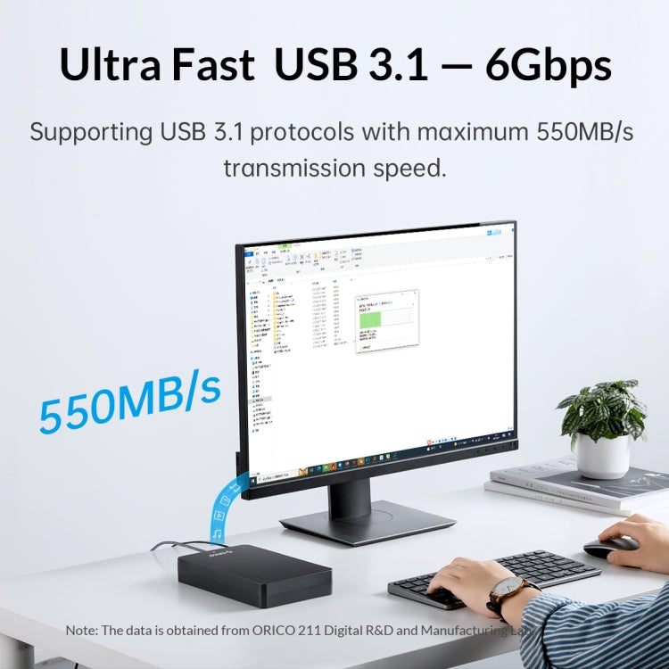 ORICO HM35C3 3.5 inch USB3.1 Gen1 Type-C Hard Drive Enclosure, Plug:EU Plug(Black) - HDD Enclosure by ORICO | Online Shopping South Africa | PMC TechLife