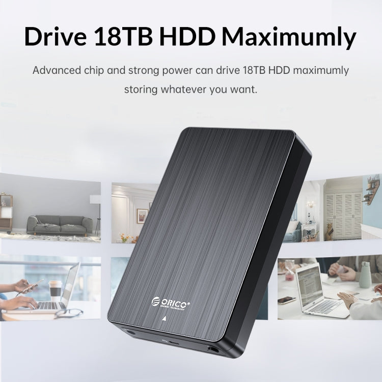 ORICO HM35C3 3.5 inch USB3.1 Gen1 Type-C Hard Drive Enclosure, Plug:EU Plug(Black) - HDD Enclosure by ORICO | Online Shopping South Africa | PMC TechLife