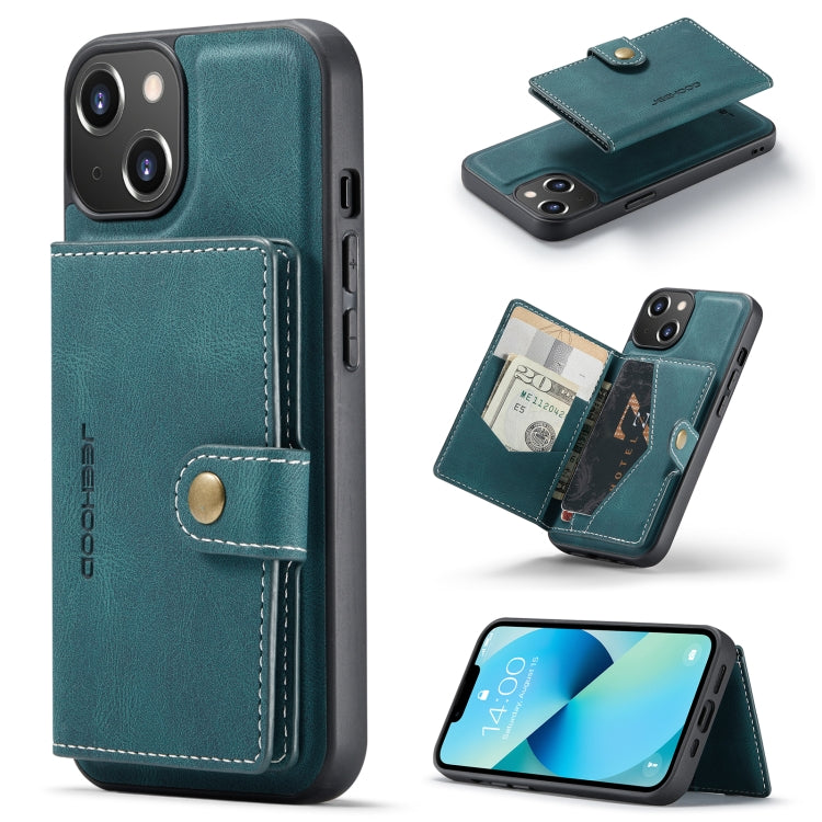 For iPhone 14 JEEHOOD Retro Magnetic Detachable Leather Phone Case (Blue) - iPhone 14 Cases by JEEHOOD | Online Shopping South Africa | PMC TechLife | Buy Now Pay Later Mobicred