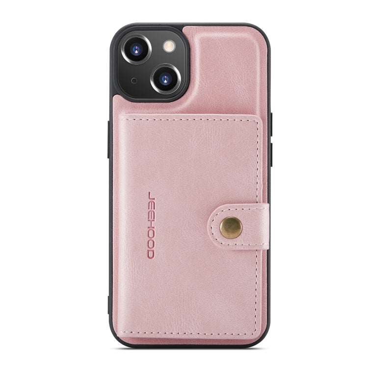 For iPhone 14 JEEHOOD Retro Magnetic Detachable Leather Phone Case (Pink) - iPhone 14 Cases by JEEHOOD | Online Shopping South Africa | PMC TechLife | Buy Now Pay Later Mobicred