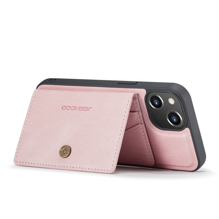 For iPhone 14 JEEHOOD Retro Magnetic Detachable Leather Phone Case (Pink) - iPhone 14 Cases by JEEHOOD | Online Shopping South Africa | PMC TechLife | Buy Now Pay Later Mobicred