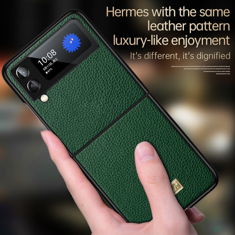 For Samsung Galaxy Z Flip4 SULADA Shockproof TPU + Handmade Leather Phone Case(Green) - Galaxy Z Flip4 5G Cases by SULADA | Online Shopping South Africa | PMC Jewellery