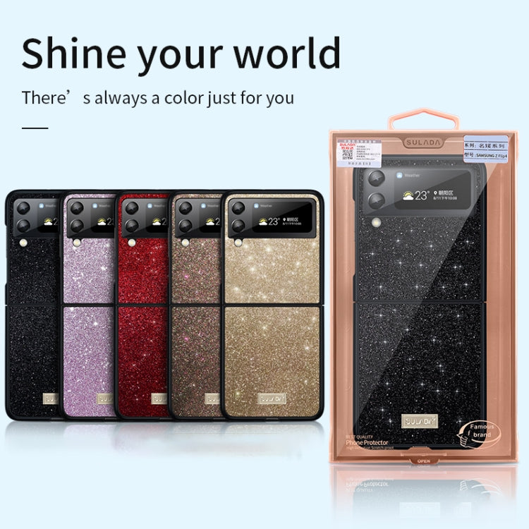 For Samsung Galaxy Z Flip4 SULADA Shockproof TPU + Handmade Leather Phone Case(Gold) - Galaxy Z Flip4 5G Cases by SULADA | Online Shopping South Africa | PMC Jewellery