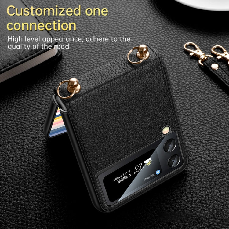 For Samsung Galaxy Z Flip4 SULADA Litchi Texture Leather + TPU Phone Case with Strap(Green) - Galaxy Z Flip4 5G Cases by SULADA | Online Shopping South Africa | PMC TechLife | Buy Now Pay Later Mobicred