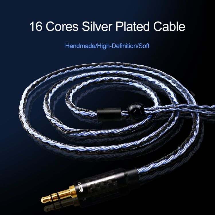 CVJ V3 1.2m 16 Cores Silver-plated 3.5mm Earphone Cable, Style:0.75mm(Black-Blue) - Cable & Splitter by CVJ | Online Shopping South Africa | PMC TechLife | Buy Now Pay Later Mobicred