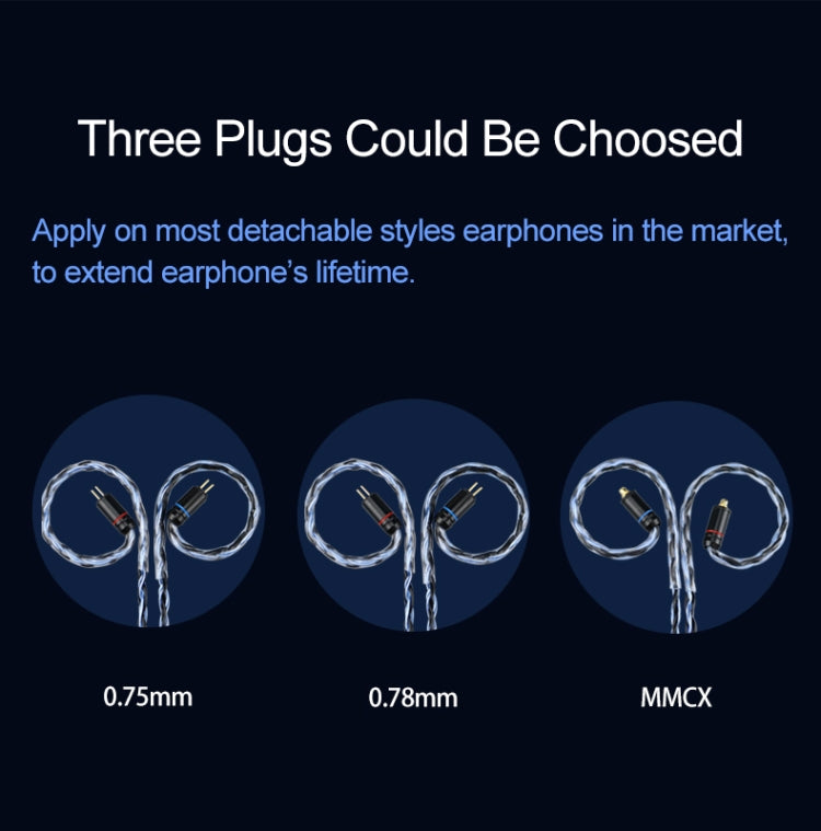 CVJ V3 1.2m 16 Cores Silver-plated 3.5mm Earphone Cable, Style:MMCX(Silver-Blue) - free shipping - PMC TechLife - Order now!