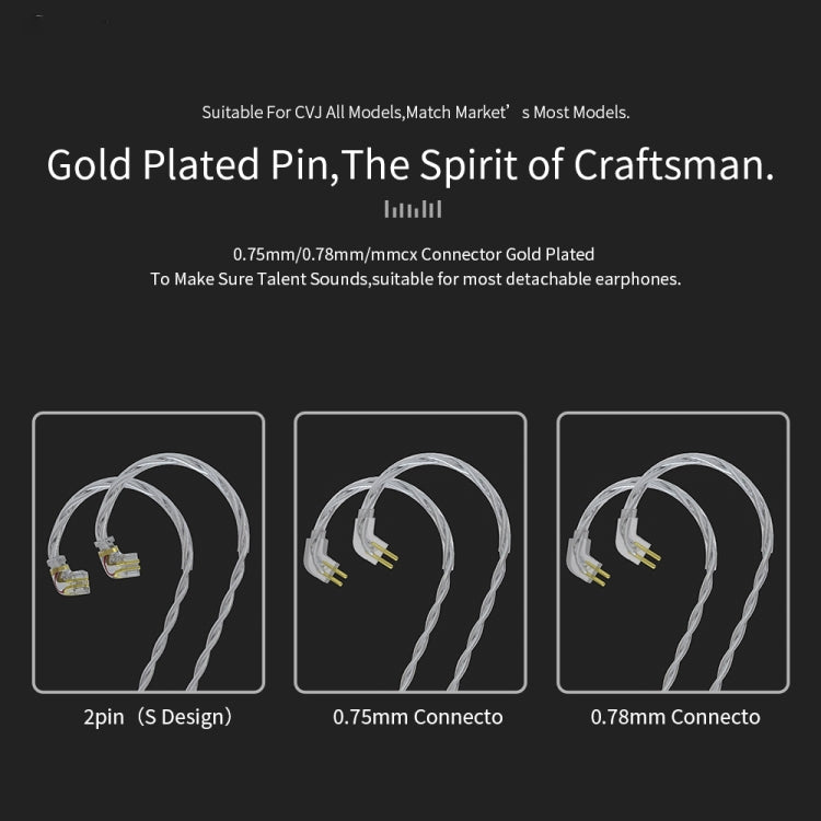 CVJ V7 1.25m 4-Cores Silver-plated 3.5mm Elbow Earphone Cable, Model:2 Pin No Mic(Silver) - Cable & Splitter by CVJ | Online Shopping South Africa | PMC TechLife | Buy Now Pay Later Mobicred