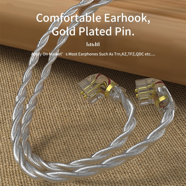 CVJ V7 1.25m 4-Cores Silver-plated 3.5mm Elbow Earphone Cable, Model:2 Pin with Mic(Silver) - Cable & Splitter by CVJ | Online Shopping South Africa | PMC TechLife | Buy Now Pay Later Mobicred