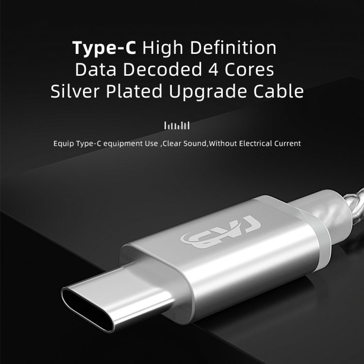 CVJ V5.TC 1.25m Type-C Digital Decoding Silver-plated Earphone Cable, Style:0.75mm(Silver) - Cable & Splitter by CVJ | Online Shopping South Africa | PMC Jewellery