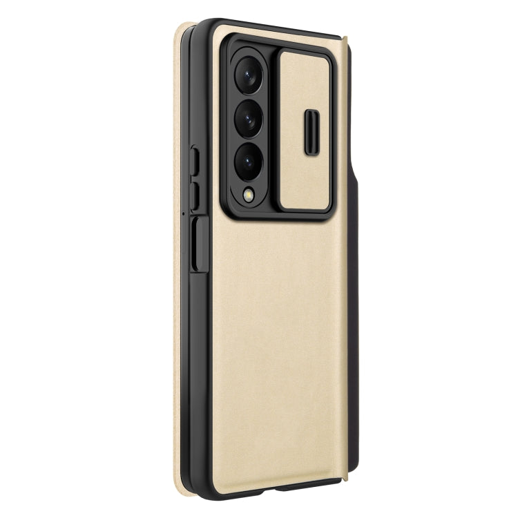 For Samsung Galaxy Z Fold4 5G NILLKIN QIN Series Pro Sliding Camera Cover Design Leather Phone Case(Gold) - Galaxy Z Fold4 5G Cases by NILLKIN | Online Shopping South Africa | PMC Jewellery