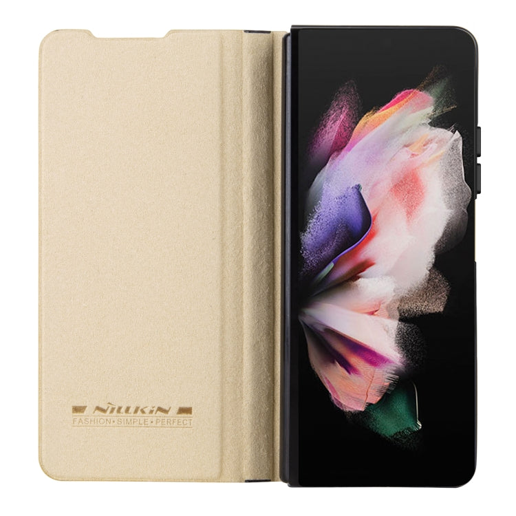 For Samsung Galaxy Z Fold4 5G NILLKIN QIN Series Pro Sliding Camera Cover Design Leather Phone Case(Gold) - Galaxy Z Fold4 5G Cases by NILLKIN | Online Shopping South Africa | PMC Jewellery