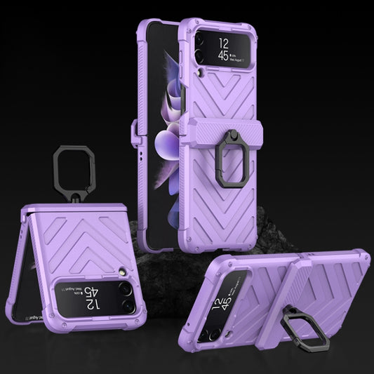 For Samsung Galaxy Z Flip4 GKK Sliding Camshield Magnetic Armor Flip Phone Case with Ring Holder(Purple) - Galaxy Z Flip4 5G Cases by GKK | Online Shopping South Africa | PMC Jewellery