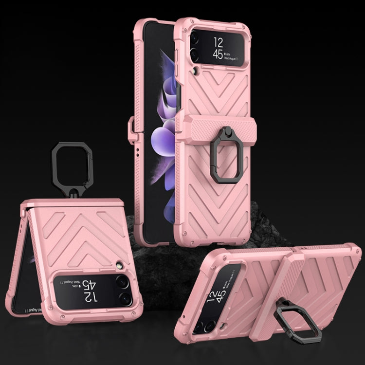 For Samsung Galaxy Z Flip4 GKK Sliding Camshield Magnetic Armor Flip Phone Case with Ring Holder(Sweet Pink) - Galaxy Z Flip4 5G Cases by GKK | Online Shopping South Africa | PMC Jewellery | Buy Now Pay Later Mobicred