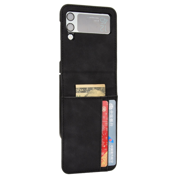 For Samsung Galaxy Z Flip4 5G Skin-feeling Half-split External Card Slot Folding Phone Case(Black) - Galaxy Z Flip4 5G Cases by PMC TechLife | Online Shopping South Africa | PMC TechLife | Buy Now Pay Later Mobicred